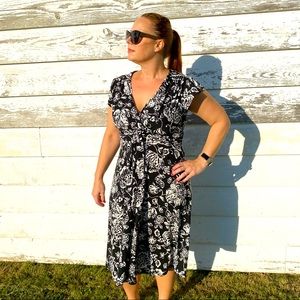 Evan Picone Black and White Floral Dress sz 12